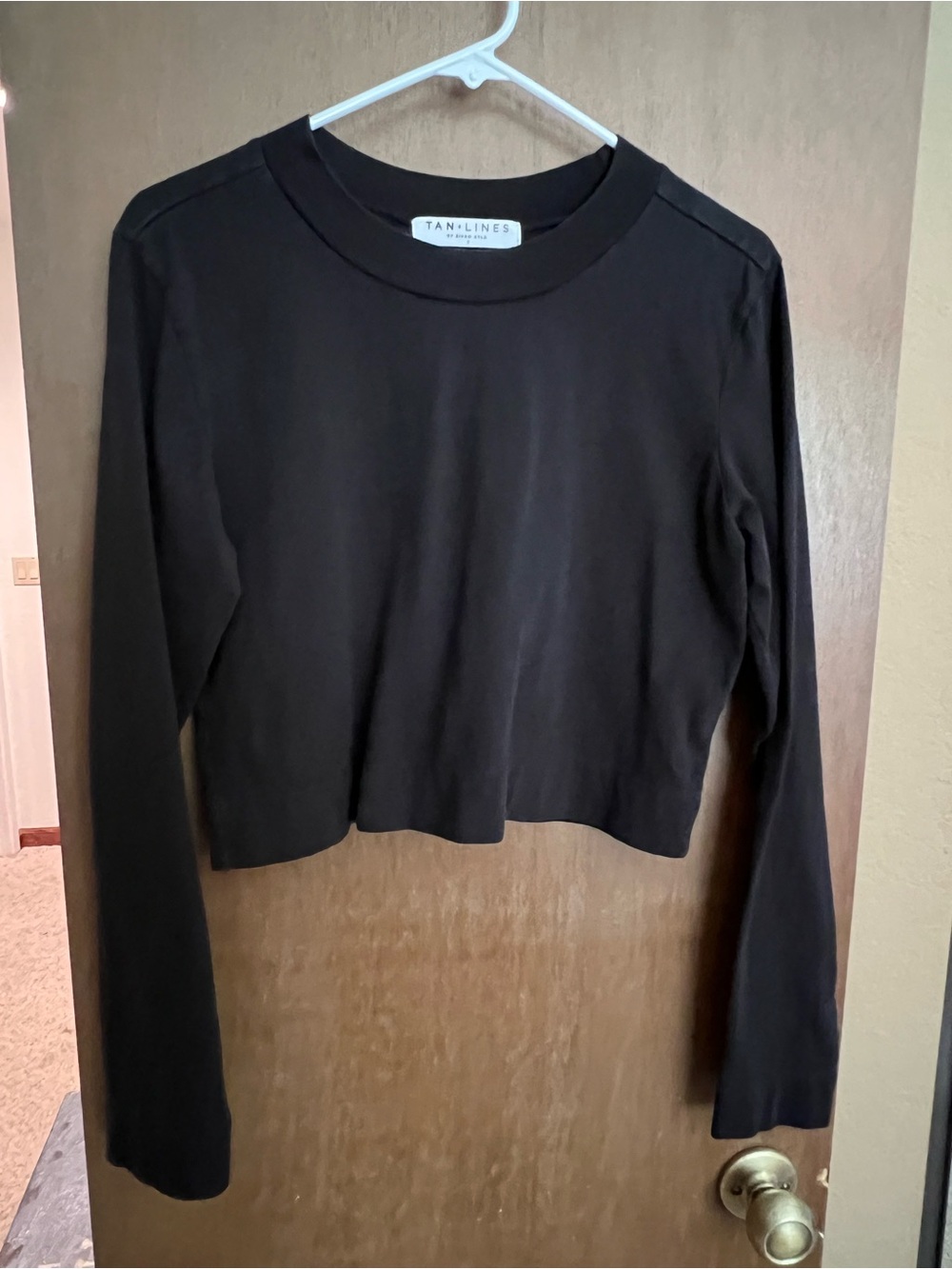 Tan Lines Black Long-Sleeve Cropped Top